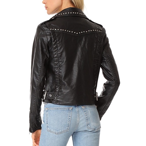 Free People Black Leather Moto Studded Jacket - Picture 2 of 8